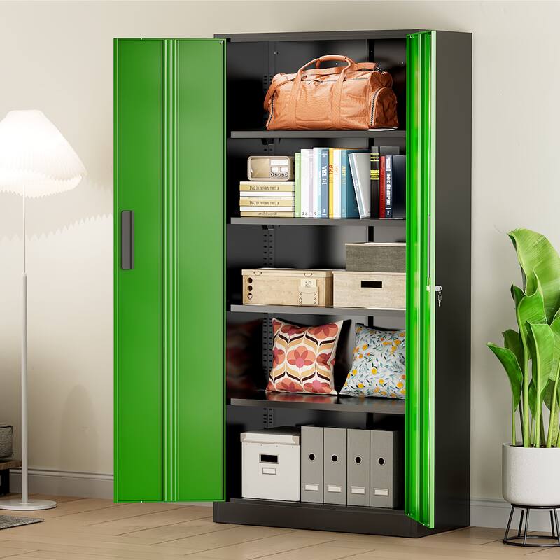 71 inch Garage Storage Cabinet Shelving Kitchen Pantry Locker with Adjustable Shelves for Office, Garage, Home, Pantry