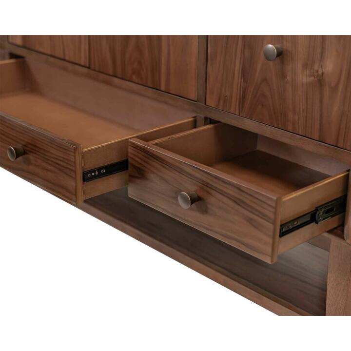 Mid-Century Modern Wood Sideboard, Fully Assembled, Brown