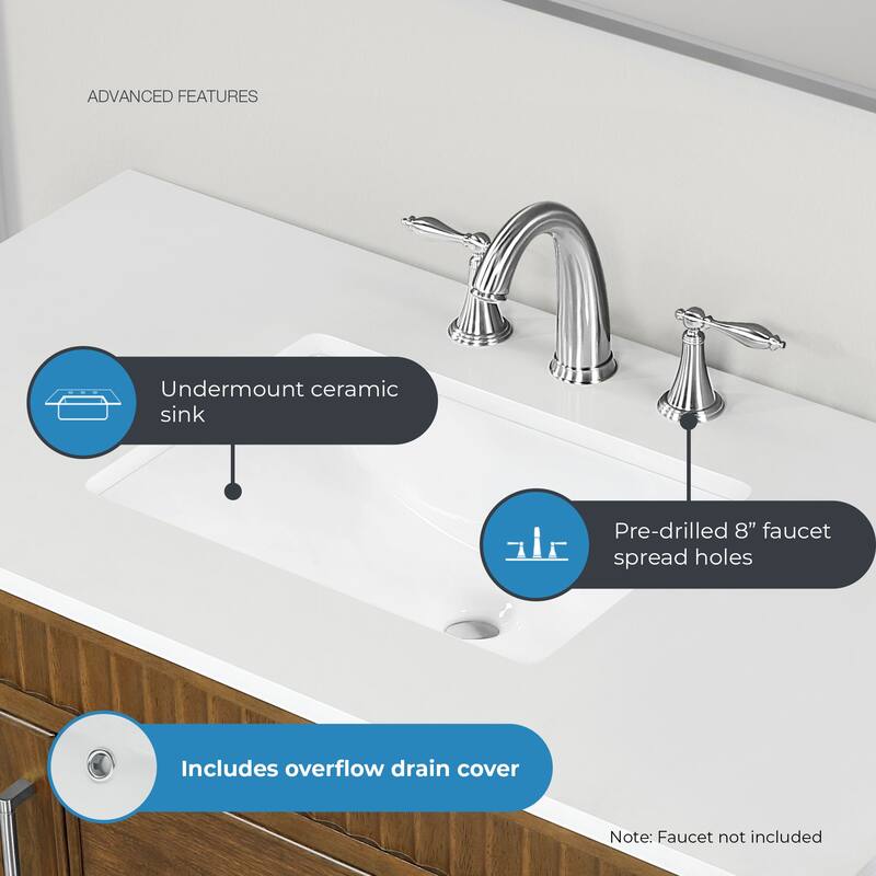 Juliette Warm Walnut Bathroom Vanity with White Quartz Top