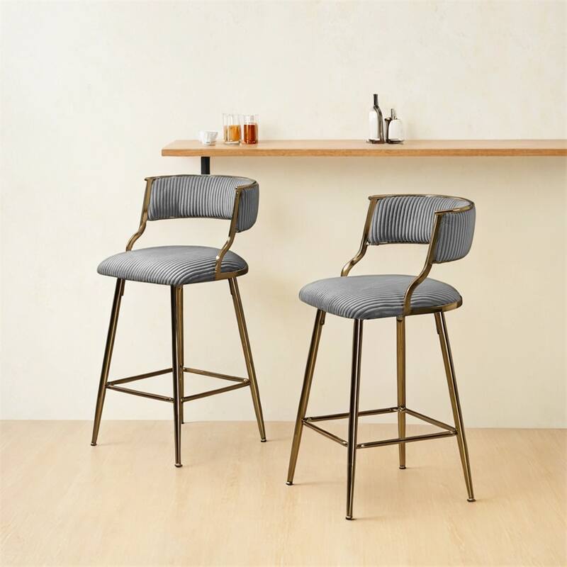 26'' Counter Height Bar Stools Corduroy Kitchen Island (Set of 2)