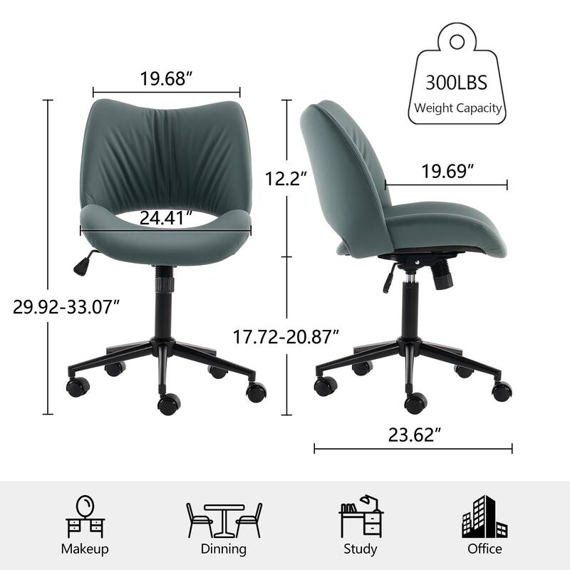 Swivel Armless Ergonomic Office Chair with Wheels