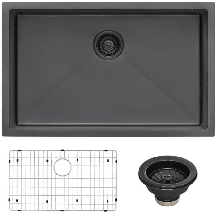 Ruvati 30-inch Undermount Gunmetal Black Stainless Steel Kitchen Sink 16 Gauge Single Bowl -