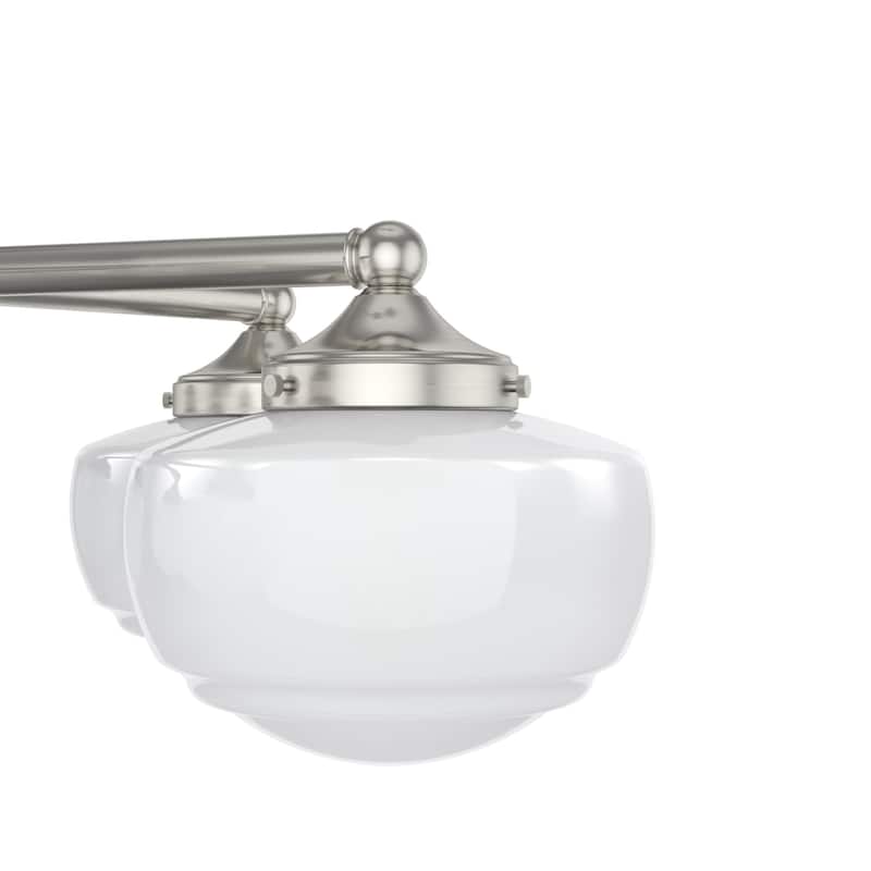 Hunter Saddle Creek Contemporary Schoolhouse Chandelier - Clear or White Glass Globes - Entry, Dining Room, Kitchen Table