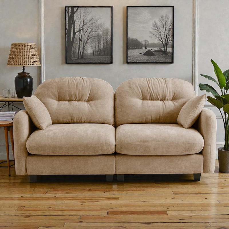 Loveseat Cloud Modular Sectional Sofa in Chenille Fabric, Tufted Backrest, Ergonomic Modern Couch for Living Room - Camel