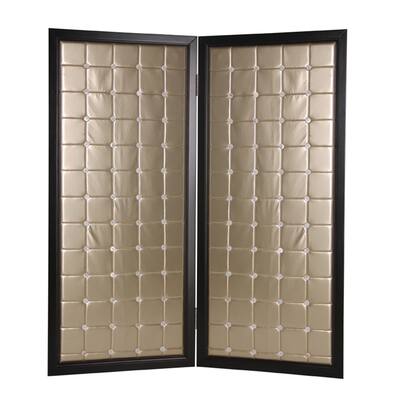 1" x 59" x 84" Gold Wood & Fabric Screen - 1" x 59" x 84"