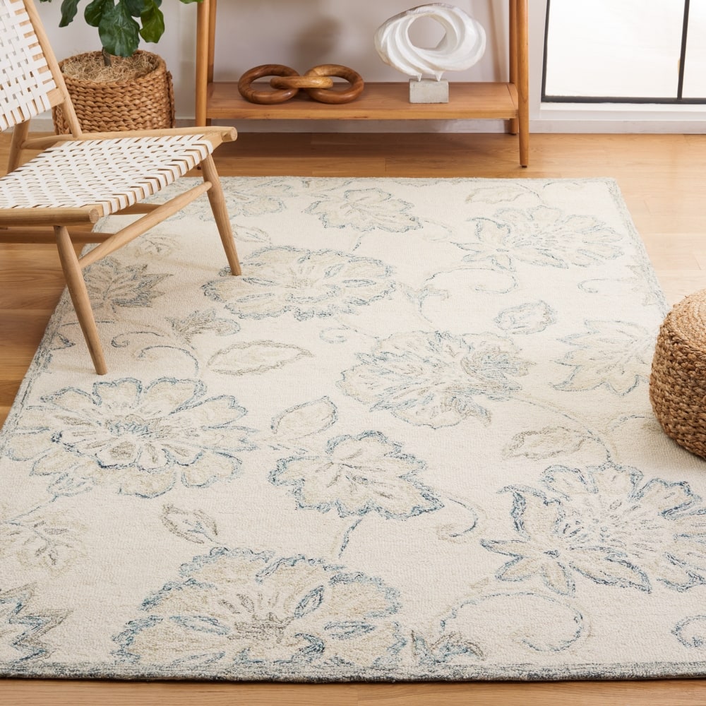 SAFAVIEH Handmade Micro-Loop Airina Floral Wool Rug
