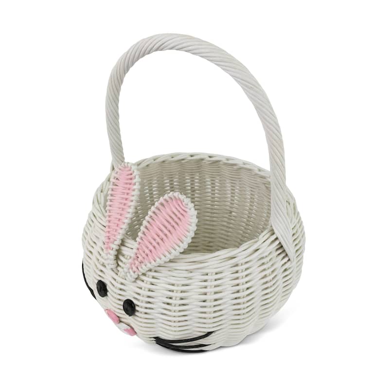 Large Hand Woven Bunny Rattan Wedding Flower Girl Basket Easter Bin Home Decor Cute Handmade Handcrafted Nursery Gift Storage