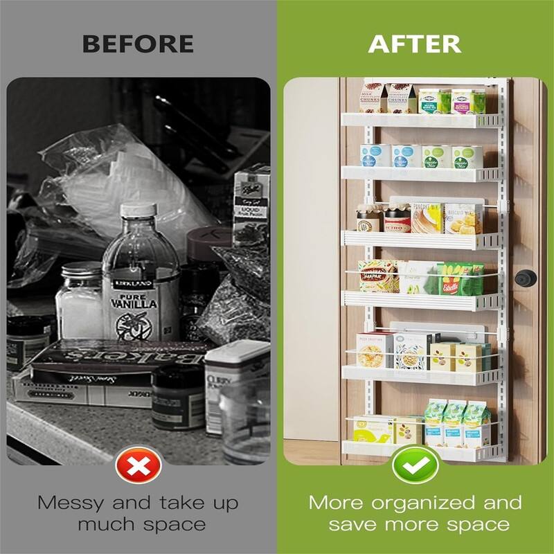 6-Tier Over the Door Pantry Organizer - 16.92"D x 6.1"W x 50"H