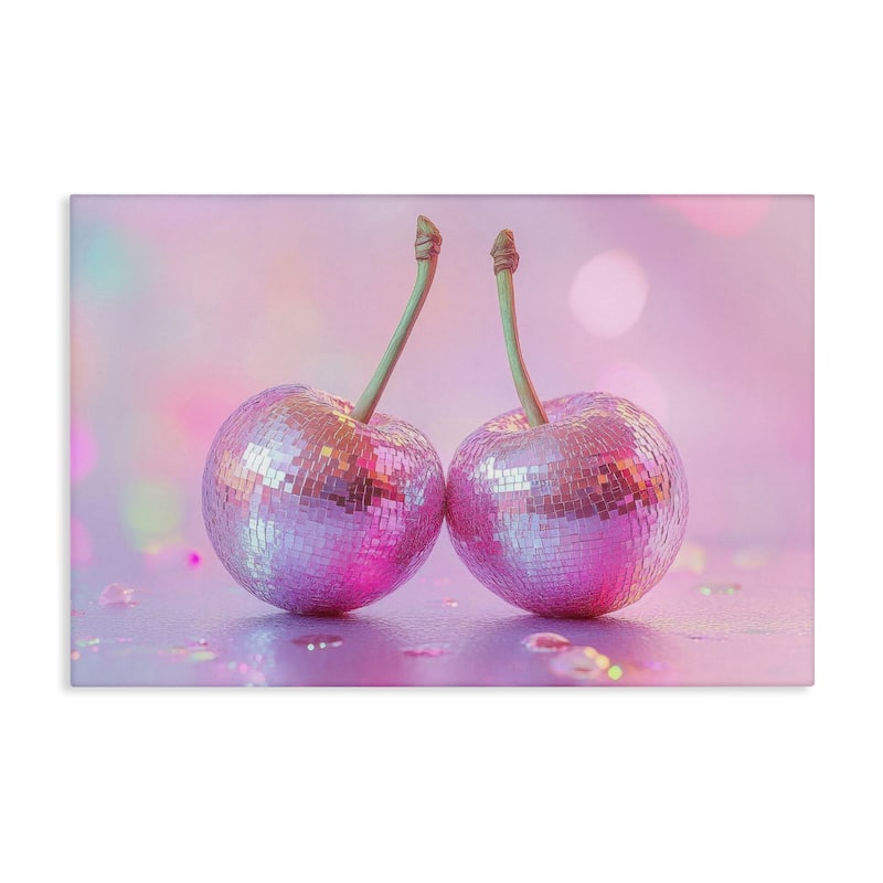 Stupell Pastel Shine Disco Cherries Canvas Wall Art Design By LSR Creative Studio - 24 x 16
