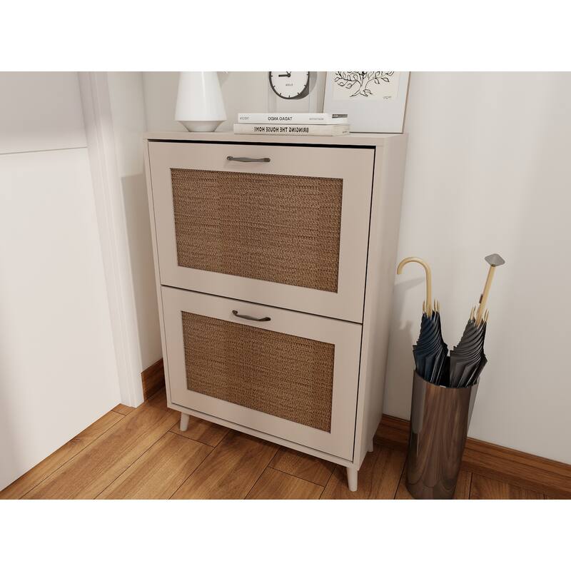 Dual-Layer Entryway Shoe Organizer – Sturdy 12-Pair Capacity Rack with Quick-Access Open Shelf Design‌ - Antique Grey
