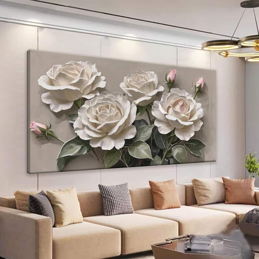 Wall Decor Pink White Floral Wall Art