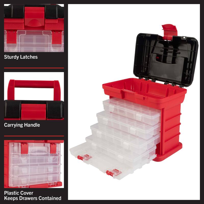 Portable Tool Box - Small Parts Organizer with Drawers and Customizable Compartments for Hardware, or Crafts by Stalwart