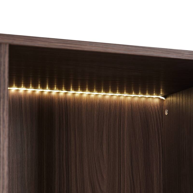 Glass Lighted Display Cabinet with Metal Frame LED Curio Cabinet, 51.2'' Tall Book Display Cabinet Display Shelf