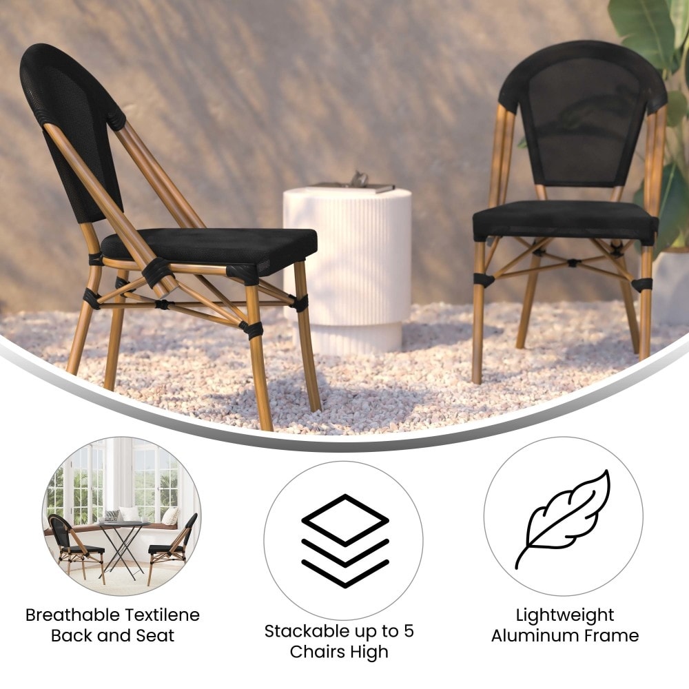 French Inspired Stacking Bistro Chair with Metal Frame On Sale