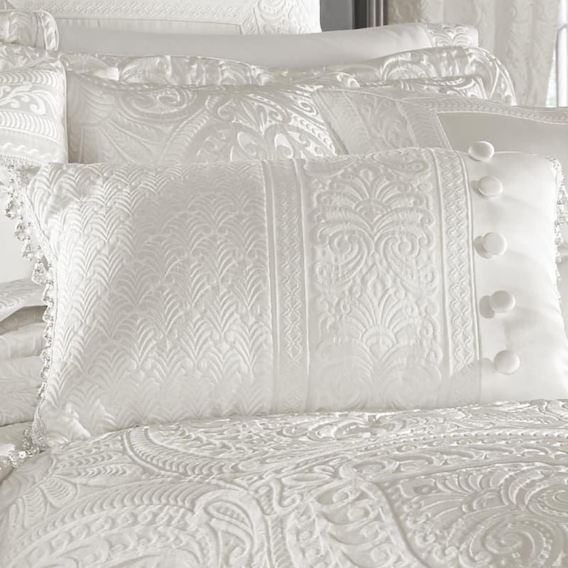 J. Queen New York Bianco Boudoir Decorative Throw Pillow - Accent - Polyester - White