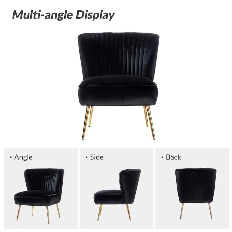 Monica 22''W Upholstered Modern Tufted Accent Side Chair with Gold Legs by HULALA HOME