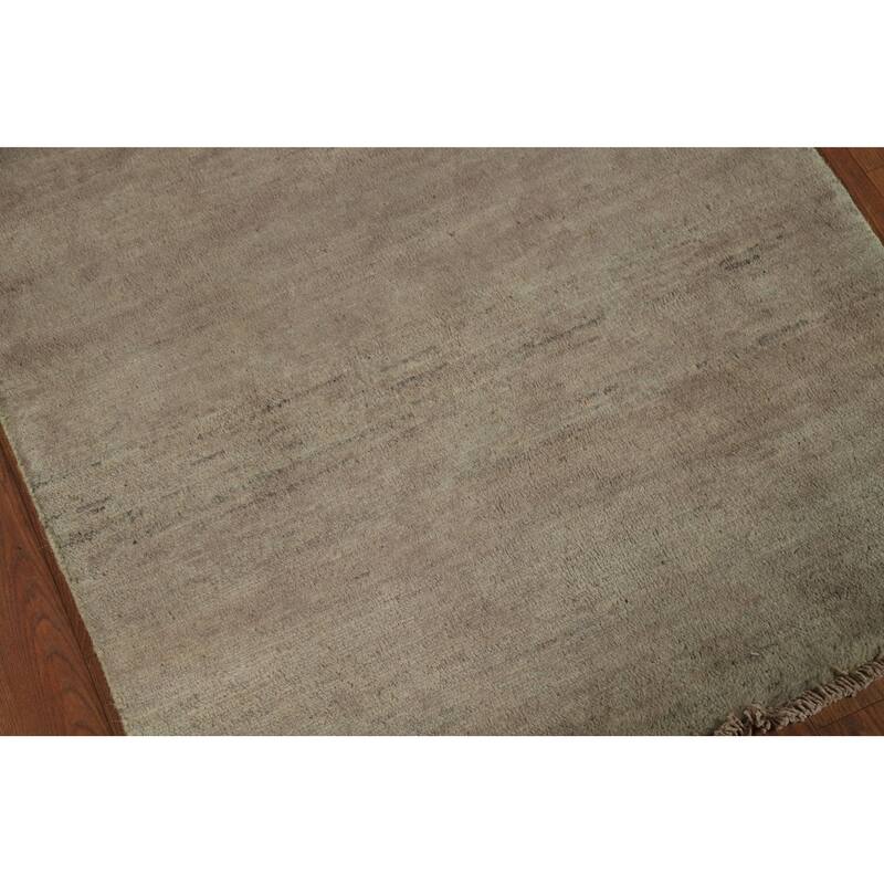 Green & Beige Gabbeh Modern Foyer Rug Handmade Wool Carpet - 2'8"x 4'1"