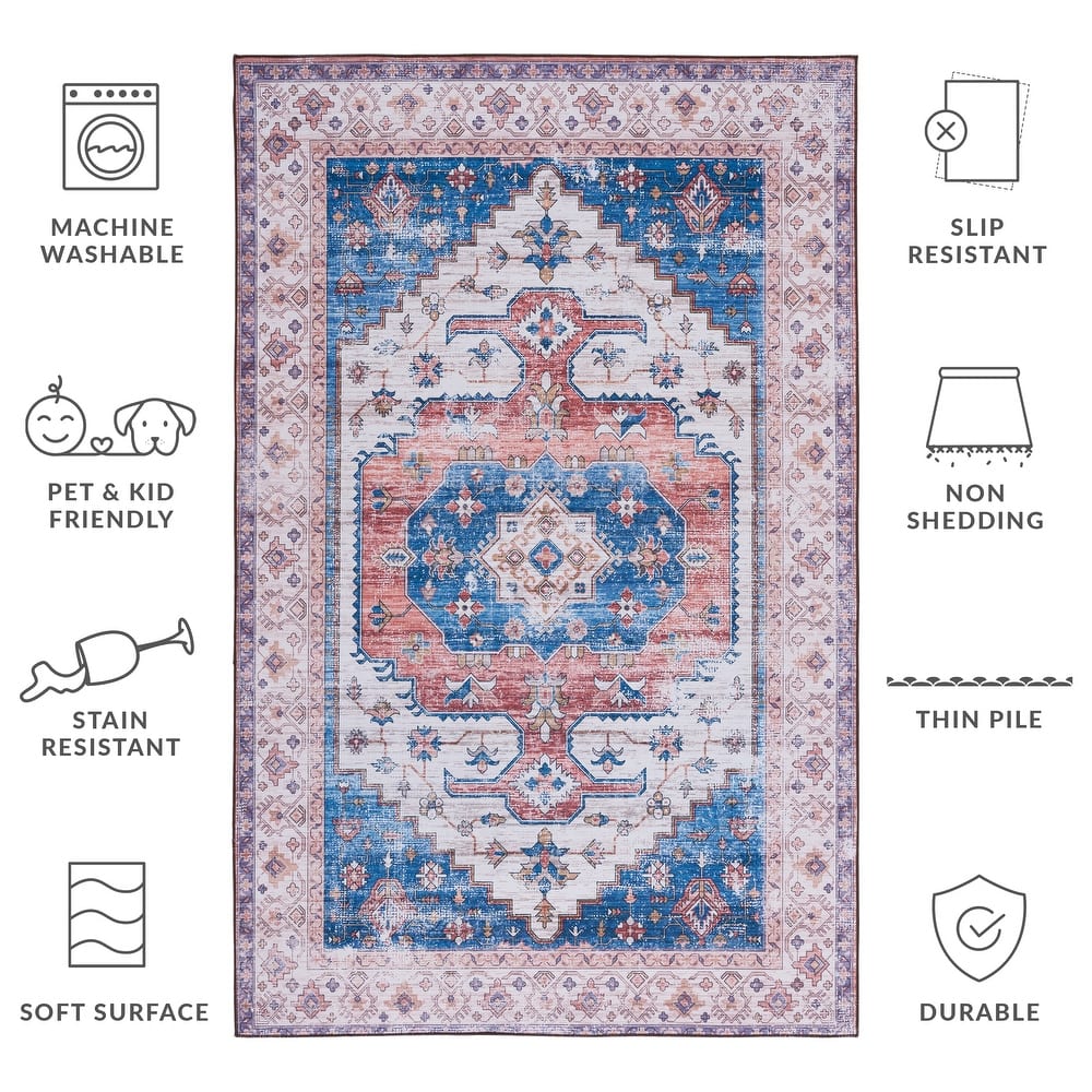 SAFAVIEH Tucson Machine Washable Slip Resistant Namiko Oriental Rug