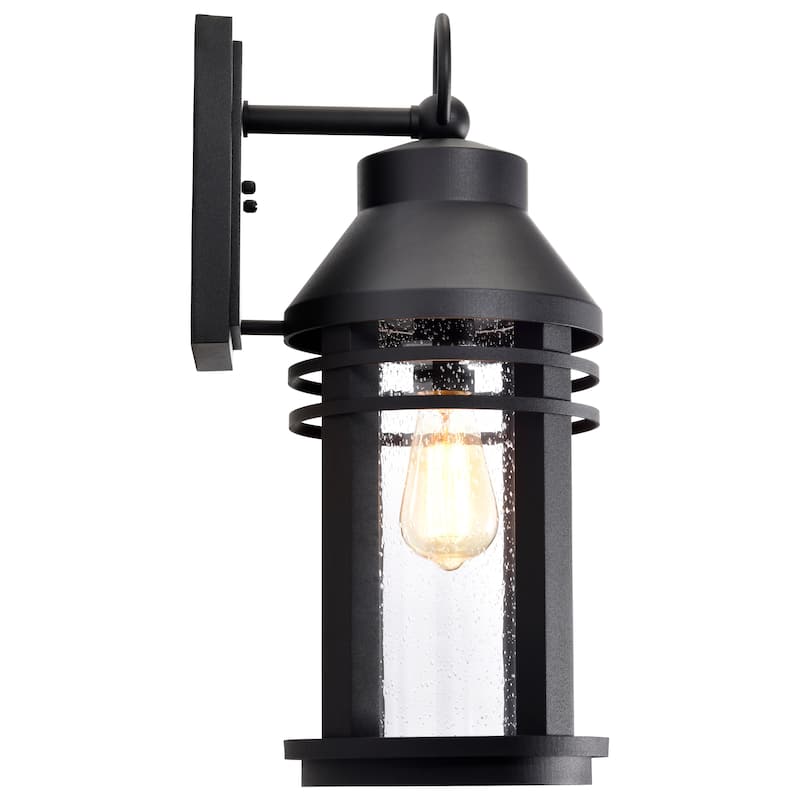 Wilton 1 Light Large Wall Lantern Matte Black with Clear Seeded Glass