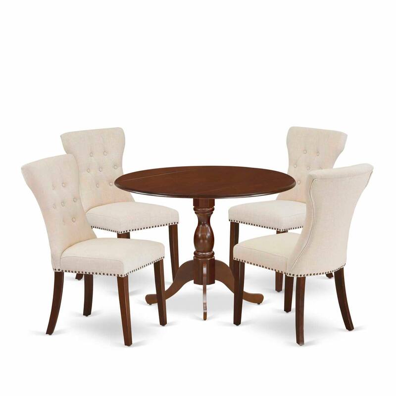 HomeStock 5-Piece Mahogany Finish Solid Wood Top Dining table with 4 Chairs