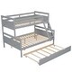 preview thumbnail 6 of 16, Twin over Full Bunk Bed with Ladder, Twin Size Trundle, Safety Guardrail, Gray