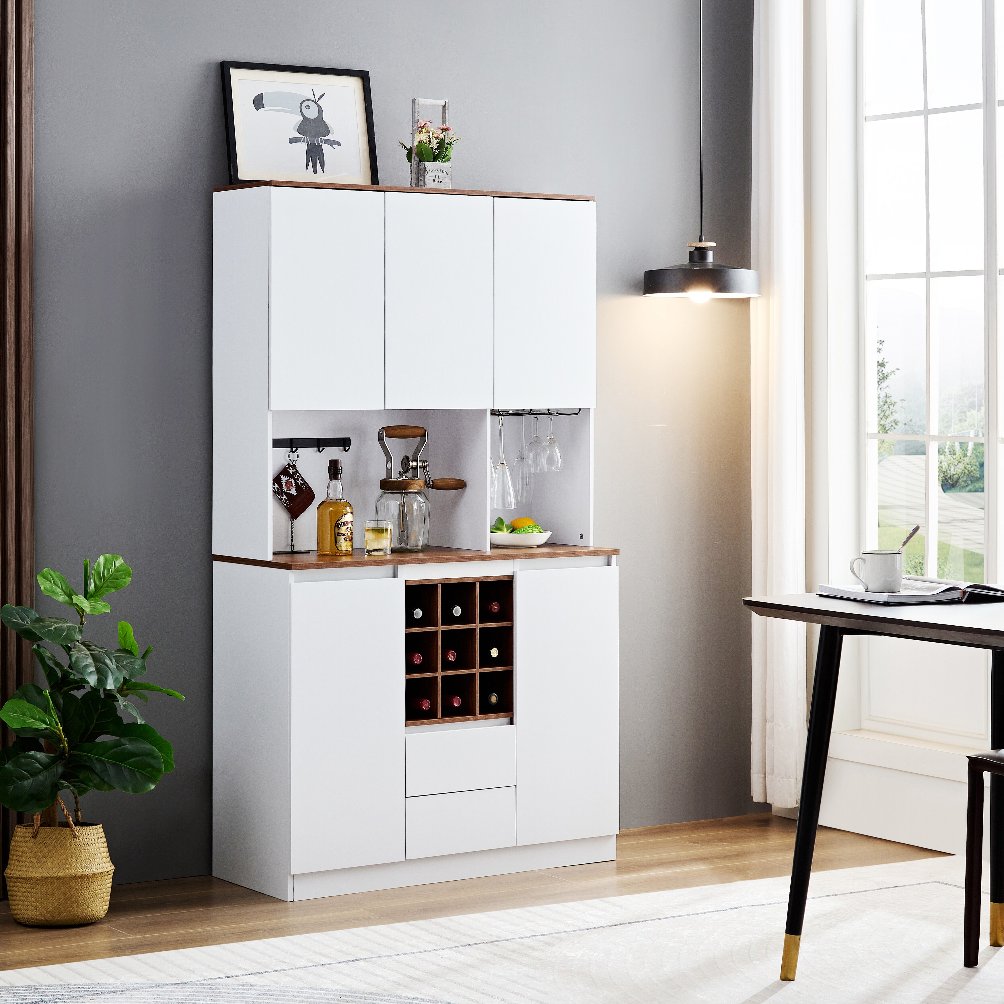 White buffet cabinet with wine rack hotsell