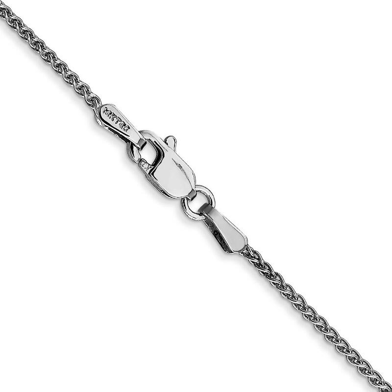 Curata 14k White Gold Solid 1.25mm Spiga Chain Necklace (Lobster) Options: 16 18 20 22 24