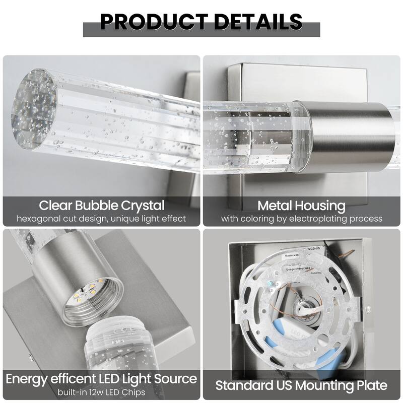 Gold Wall Sconce Bathroom Vanity Light Fixture Crystal wall light