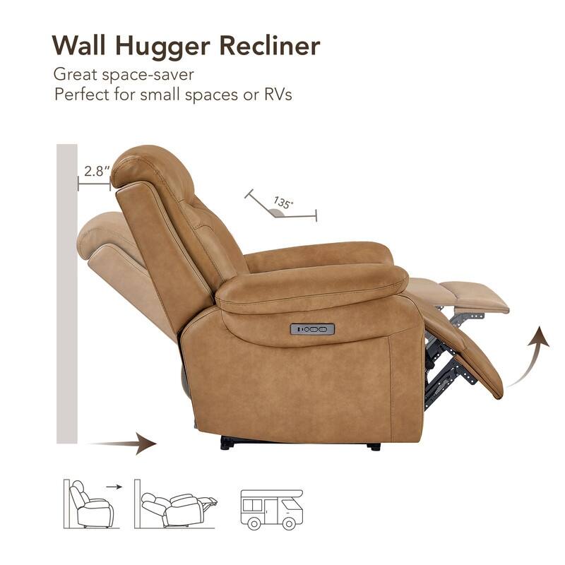 Spruce & Spring Dual Motor Power Recliner Wall Hugger with Power Headrest