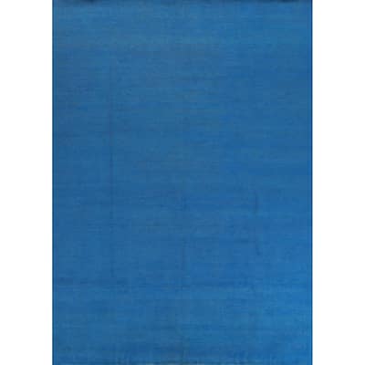 Hand Knotted Oriental 100% Wool Carpet Modern Solid Navy Blue & Blues Gabbeh Area Rug - 11' 8'' X 9' 1''