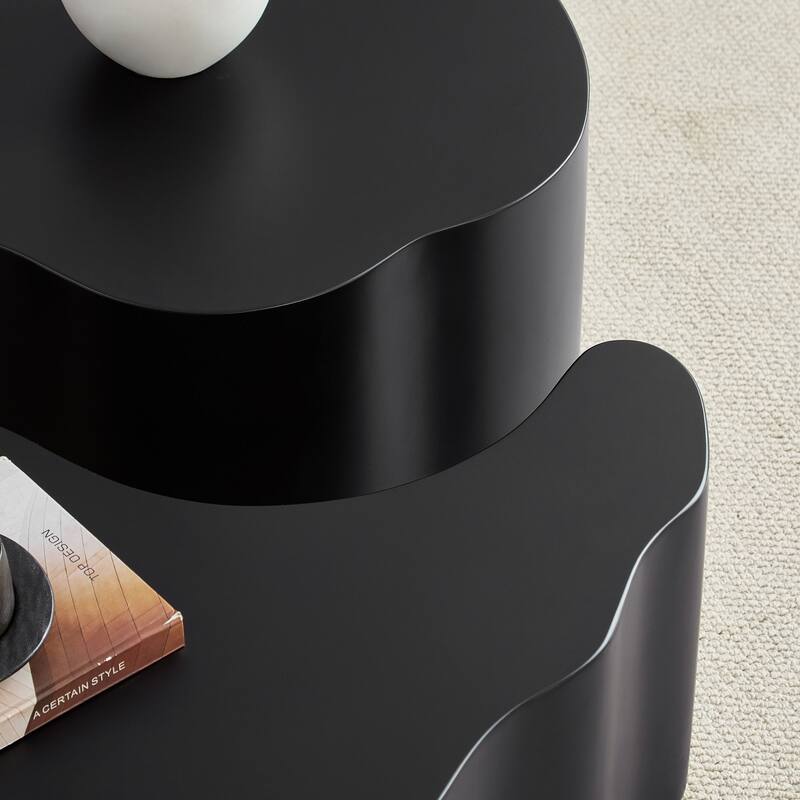 Irregular Coffee Tables Set of 2, Modern Unique Shape Accent Tables