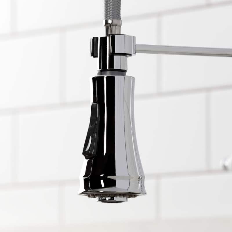 Kingston Brass Essex Double-Handle Wall-Mount Pre-Rinse Bridge Kitchen Faucet