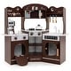 preview thumbnail 6 of 6, Corner Play Kitchen Wooden Kids Kitchen Playset w/Lights & Sound Brown