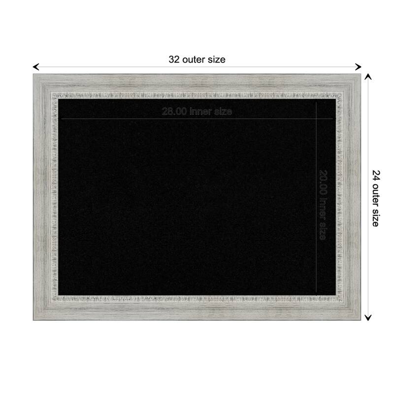 Rustic White Wash Wood Framed Black Corkboard Bulletin Board - Board Size 28x20