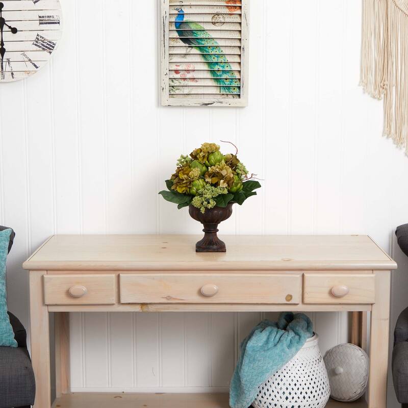 14" Artichoke Centerpiece Silk Artificial Flower Arrangement in Urn