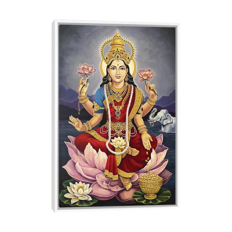 iCanvas "Lakshmi, Goddess Of Wealth And Prosperity" by Diana Titova Framed Canvas Print - White - 40x26