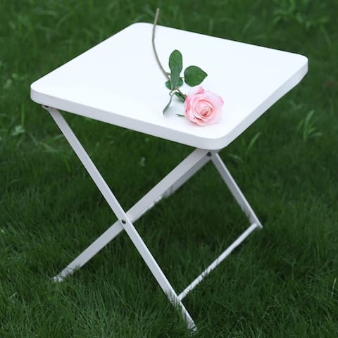 PHI VILLA Outdoor Folding Bistro Table,Porch Metal Side Table