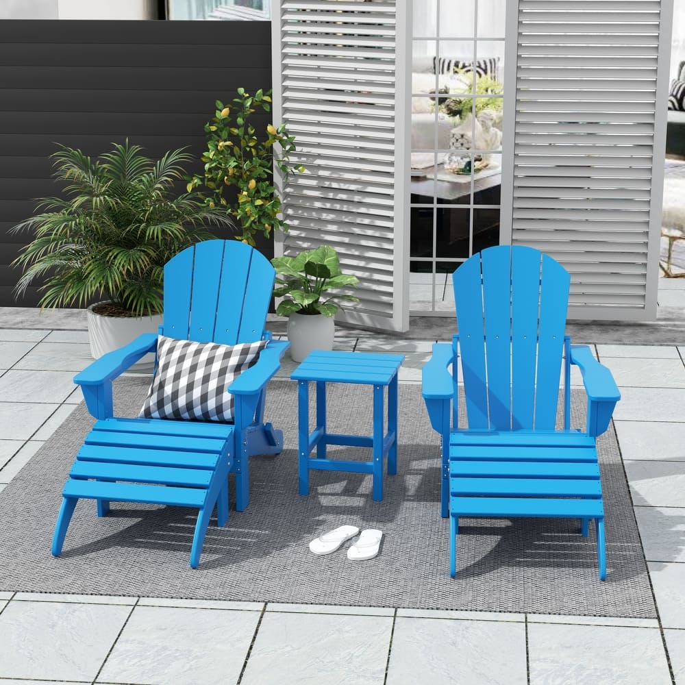 Laguna Hdpe All Weather Outdoor Patio Foldable Adirondack Chairs Conversation Set (5-Piece Set)