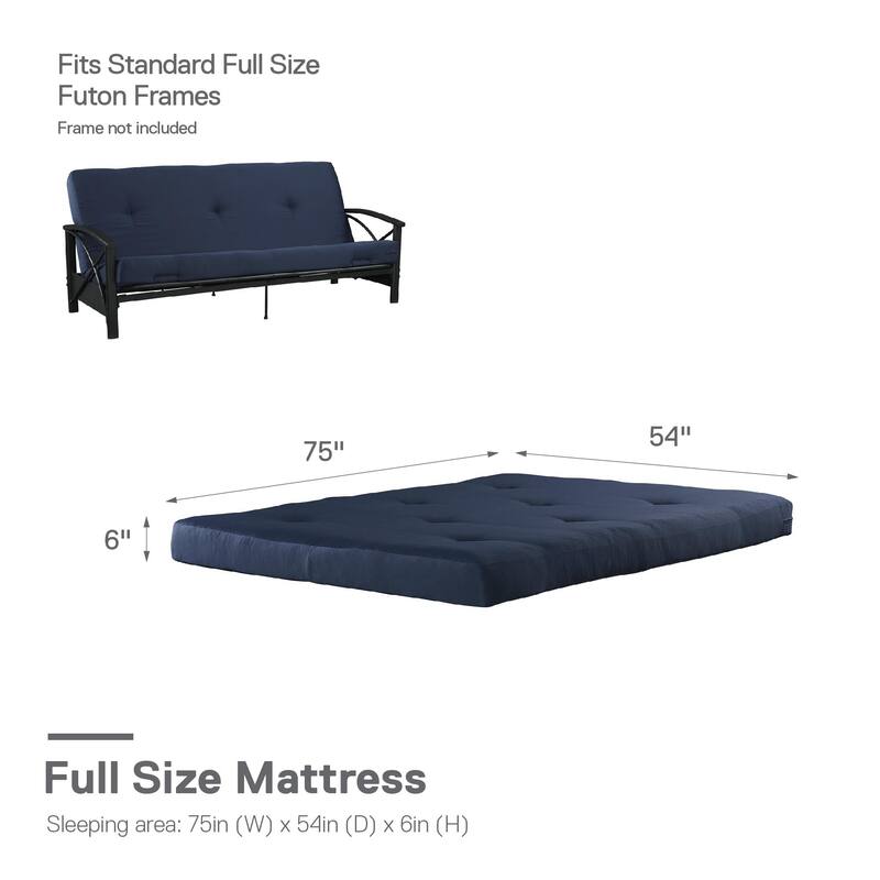DHP Eve 6 Inch Thermobonded High Density Polyester Fill Futon Mattress