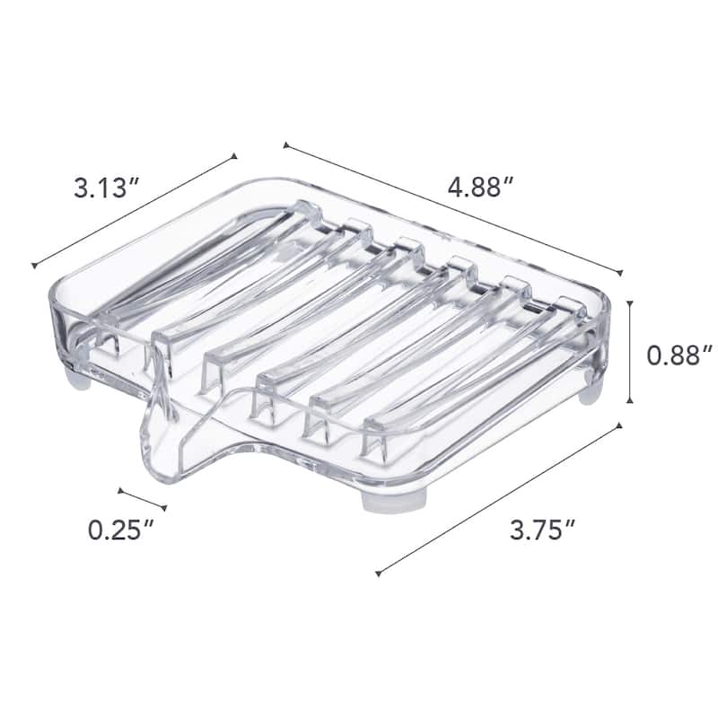 Yamazaki Home Self-Draining Soap Tray, Acrylic - L 3.94 x W 4.33 x H 0.87 inches