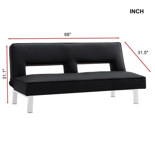 Futon Sofa Bed Sleeper(Black PU)
