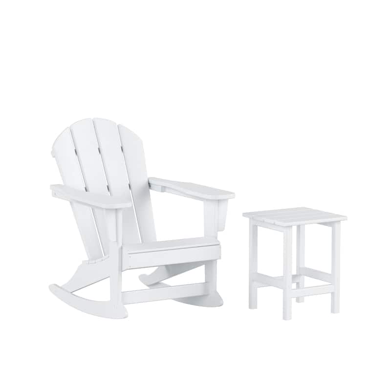 Polytrends Laguna Hdpe All Weather Outdoor Patio Rocking Chair With Side Table (2-Piece Set)