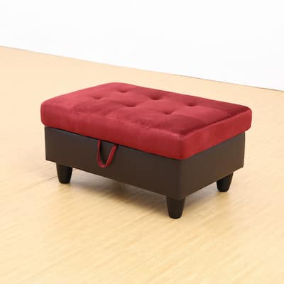 Red and Brown Storage Ottoman for Living Room