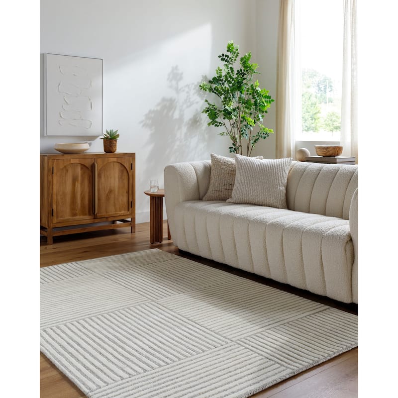 Livabliss Casual Brook Stripe Area Rug - 9' x 12' - Grey/Cream