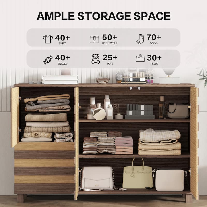 55" Buffet Sideboard Storage Cabinet with 2 Drawers and 3 Doors