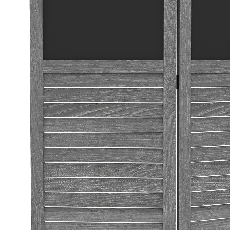 HOMCOM 4-Panel Folding Room Divider with Blackboard, 5.5 Ft Tall Freestanding Privacy Screen Panels for Bedroom or Office, Gray