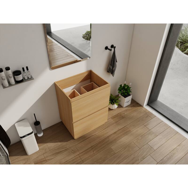 GDFStudio - Geneva Modern Wall-Mounted Bathroom Vanity Set with 2 Soft Close Drawers, Sink NOT INCLUDED