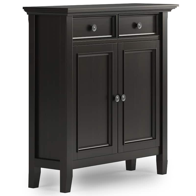 WYNDENHALL Halifax Solid Wood 48 inch Wide Storage Bench and 36 inch Wide Storage Cabinet in Hickory Brown