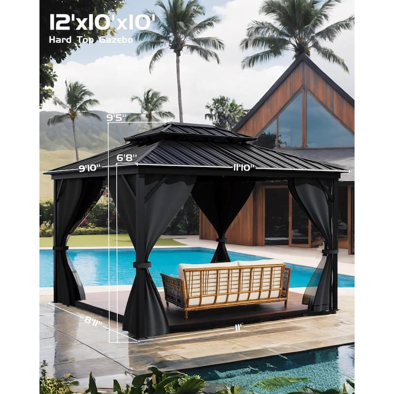Hardtop Gazebo 10'x10',10'x12',10'x14',12'x12',12'x14',12'x16',12'x20'for All Weather