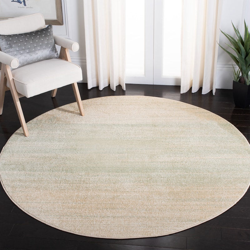 SAFAVIEH Adirondack Muzeyyen Ombre Distressed Rug - 6' Round - Green/Ivory